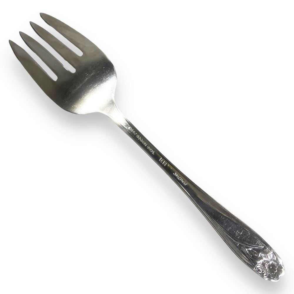1847 Rogers Bros DAFFODIL International Silver Plate Serving Fork Replace 8 7/8" - Picture 4 of 6